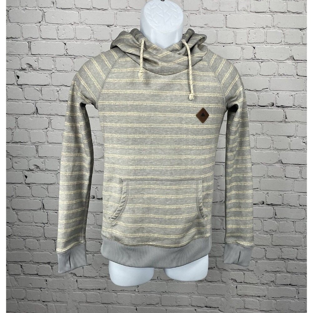 Burton Light Gray Striped WB Heron Pullover Hoodie Durable Goods Dryride Size XS